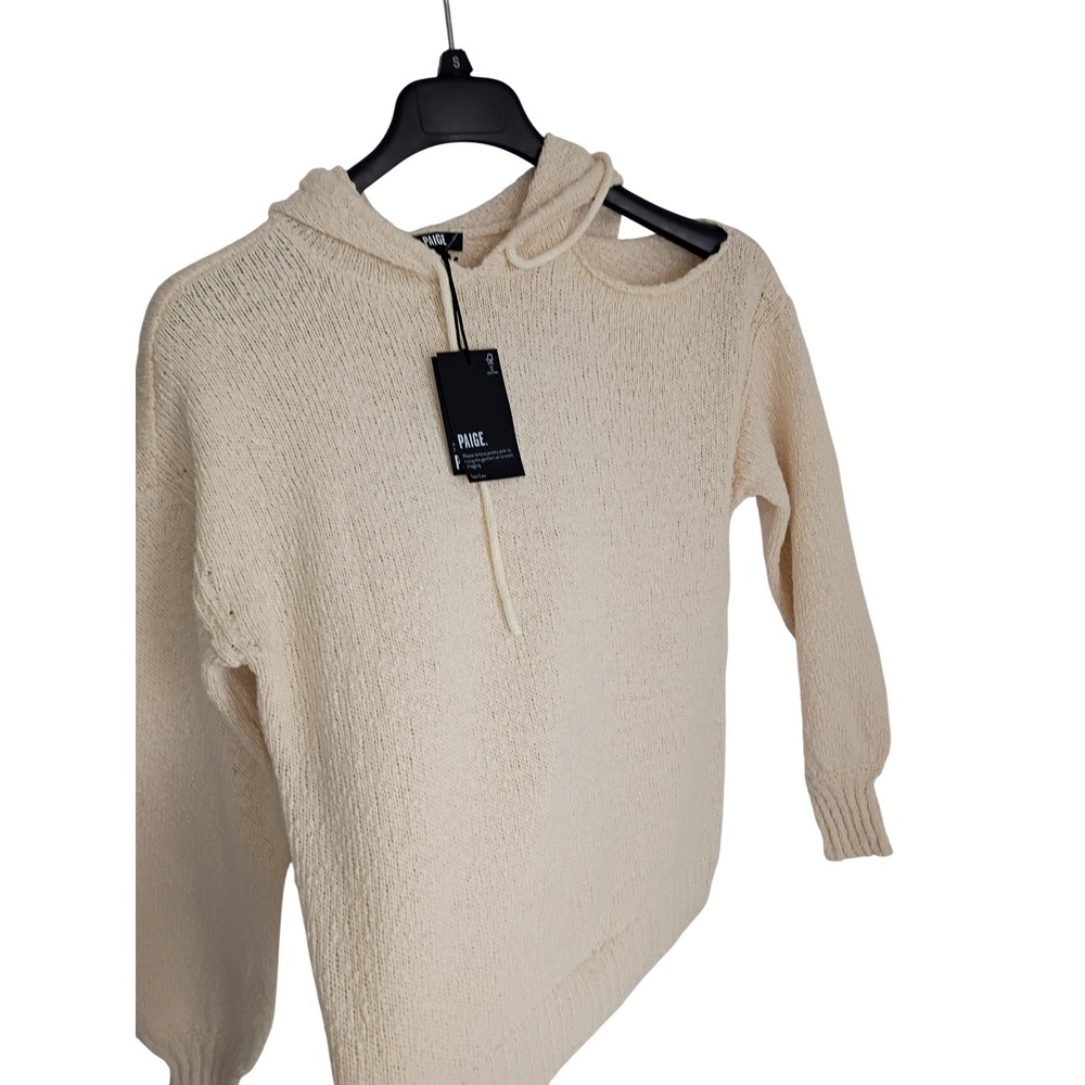 PAIGE NWT Vetra Oatmeal 100% Cotton Knit Hoodie Sweater Fits S‎ PTP 19" $249